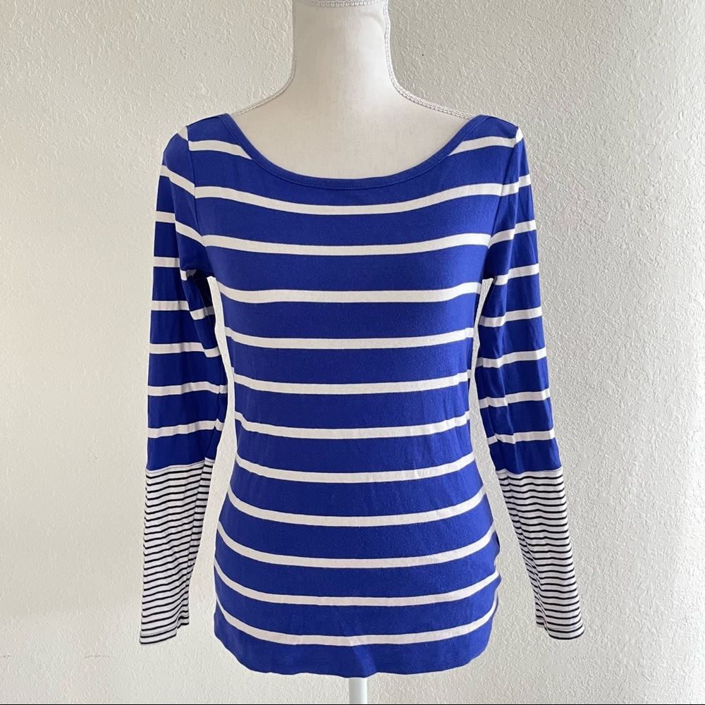 Banana Republic Stripped Blue/White Long Sleeve Top Size Small